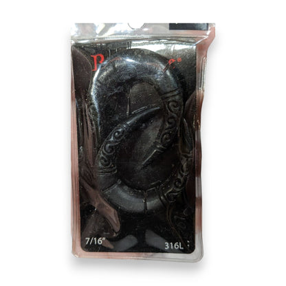 BodyRage Tribal 316L Steel Black Engraved Ear Tapers 7/16 Inch