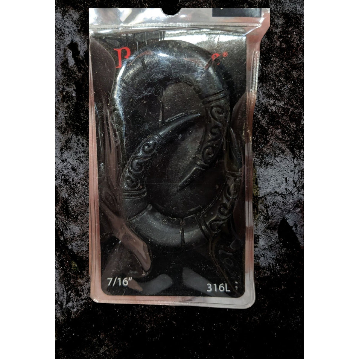 BodyRage Tribal 316L Steel Black Engraved Ear Tapers 7/16 Inch
