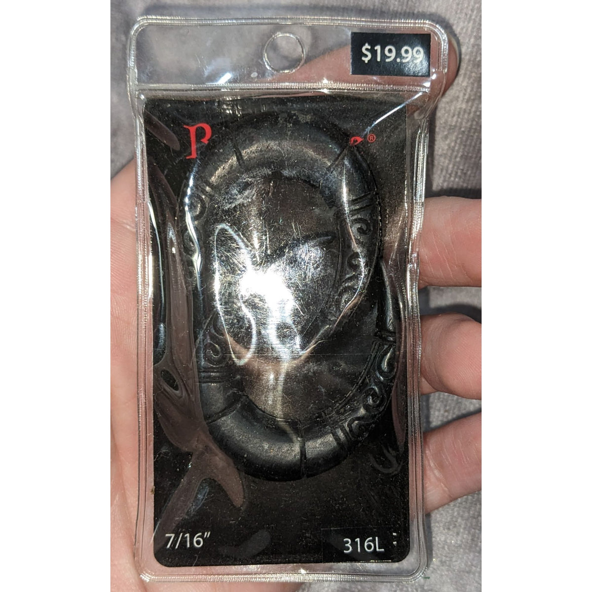 BodyRage Tribal 316L Steel Black Engraved Ear Tapers 7/16 Inch