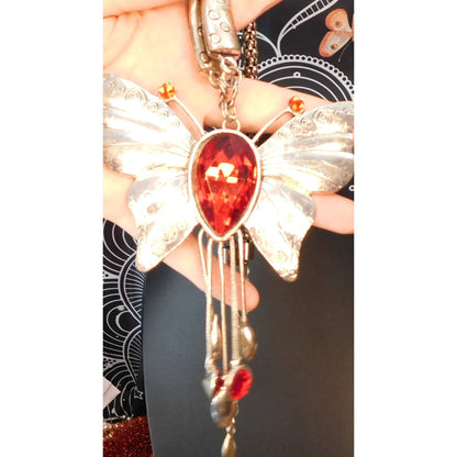 Fairycore Fantasy Large Silver Tone Butterfly Necklace
