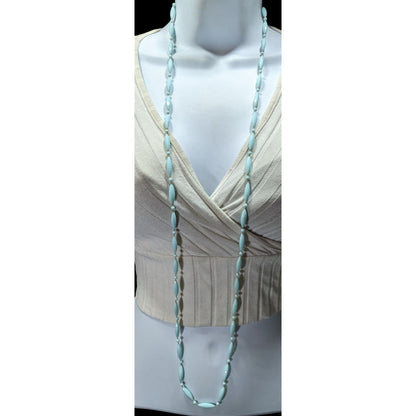 Vintage Retro Pastel Blue Faceted Beaded Necklace