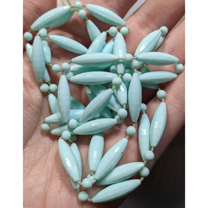 Vintage Retro Pastel Blue Faceted Beaded Necklace