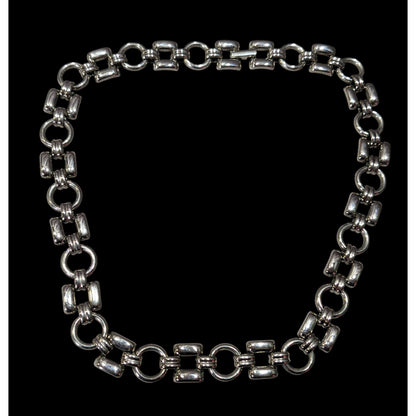Vintage Trifari Geometric Link Silver Tone Necklace