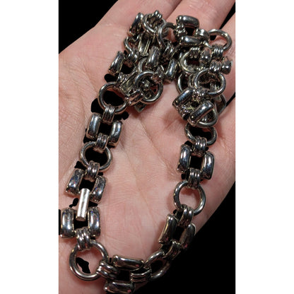 Vintage Trifari Geometric Link Silver Tone Necklace