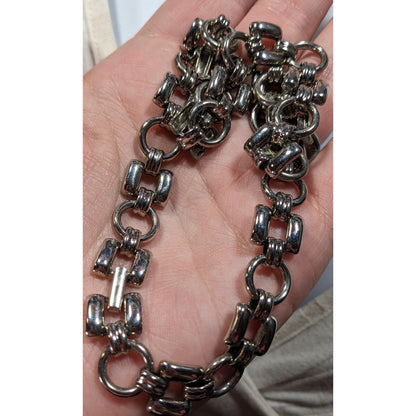 Vintage Trifari Geometric Link Silver Tone Necklace