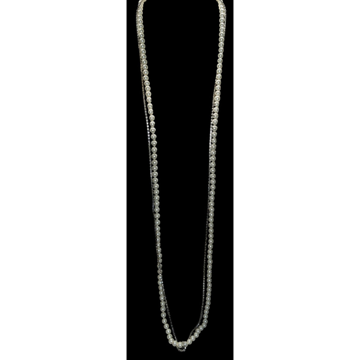 Glam Coquette Pearl Rhinestone Long Necklace White House Black Market