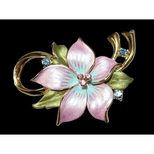 Vintage Cottagecore Coquette Rhinestone Flower Brooch