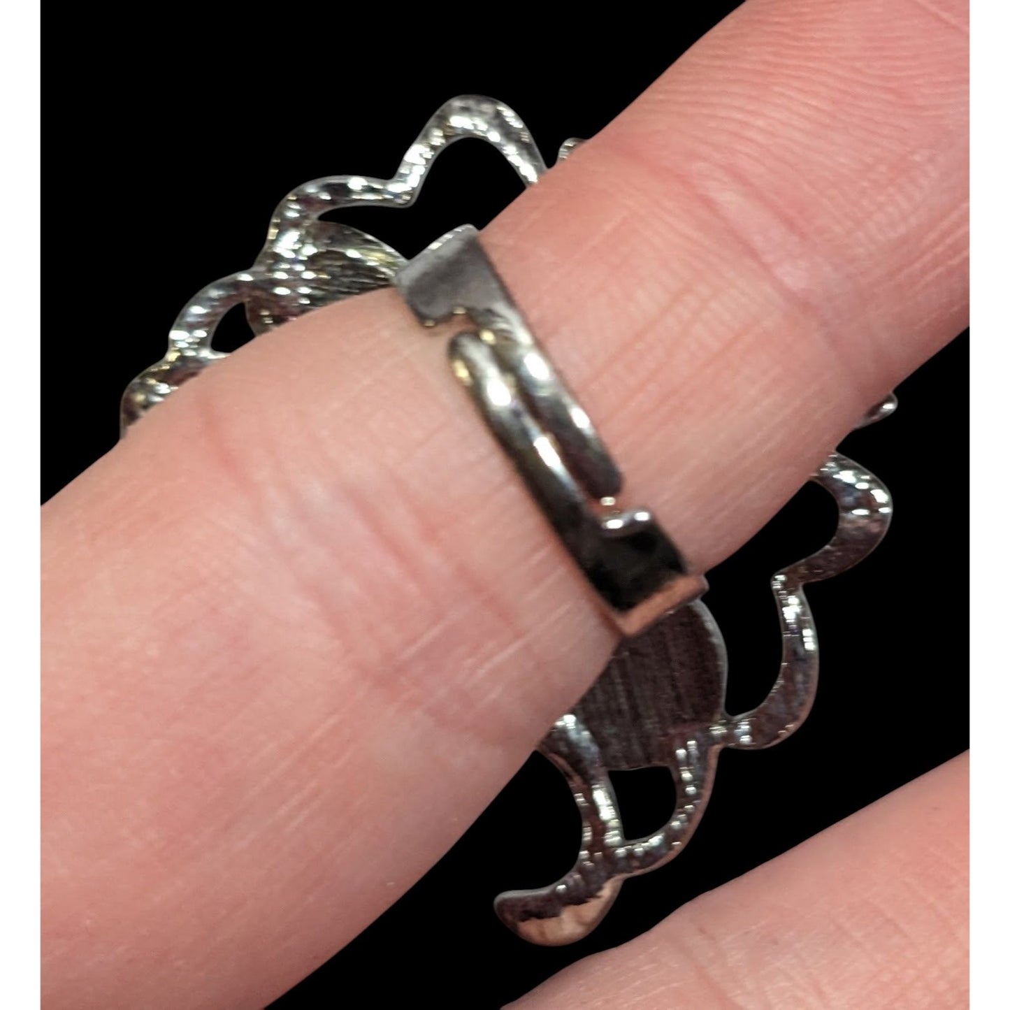 Fairycore Butterfly Pink And Silver Tone Gemmed Ring Size 6 1/2