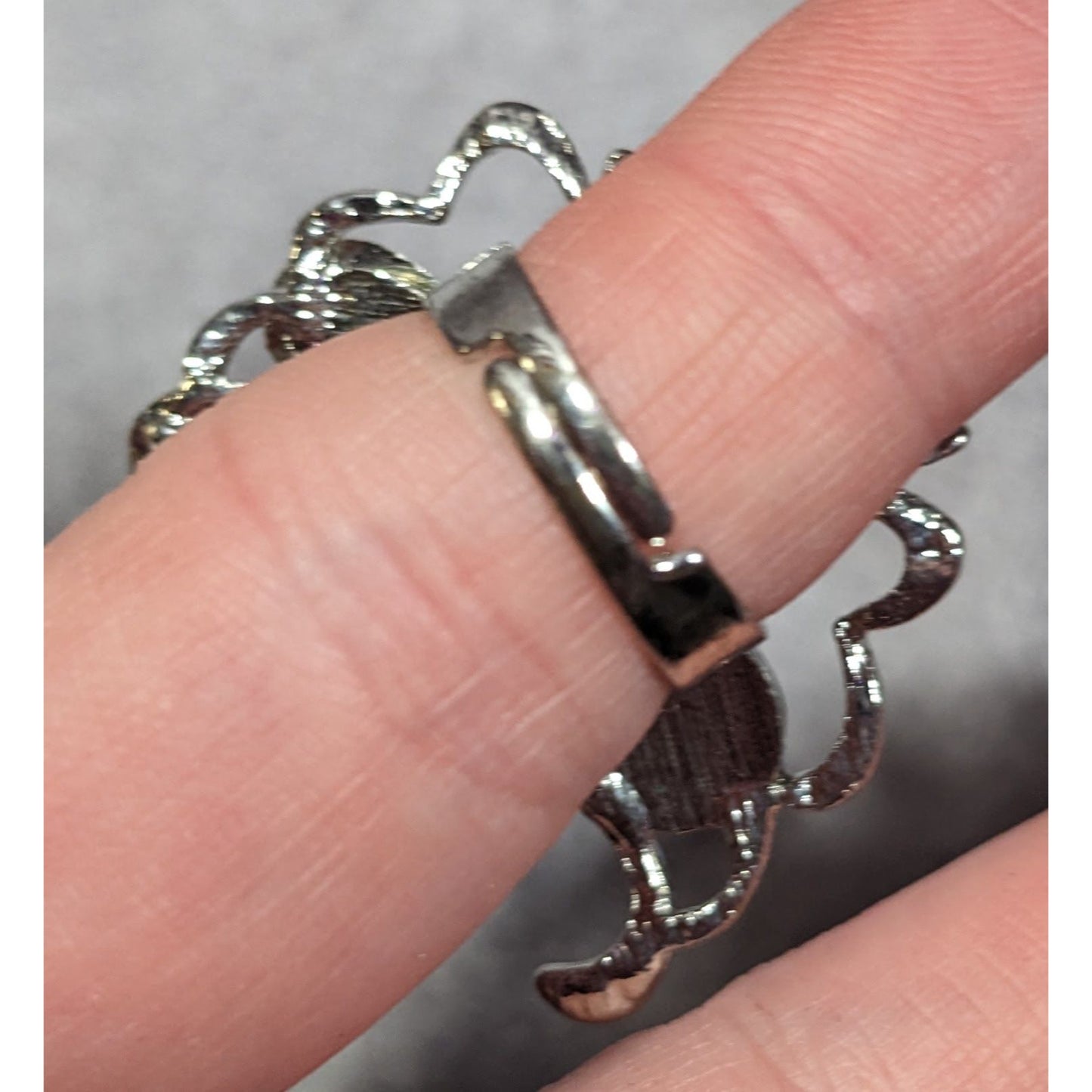 Fairycore Butterfly Pink And Silver Tone Gemmed Ring Size 6 1/2