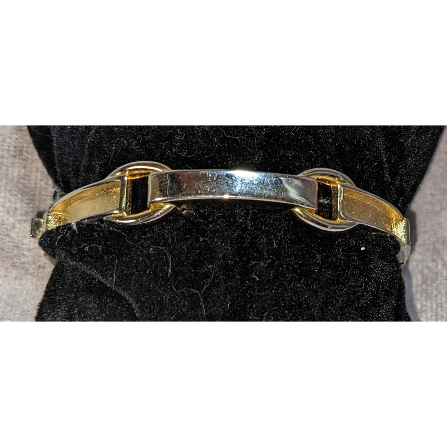 Mod Vintage Ann Taylor Tortoise Simulated Stone Two Tone Bangle Bracelet