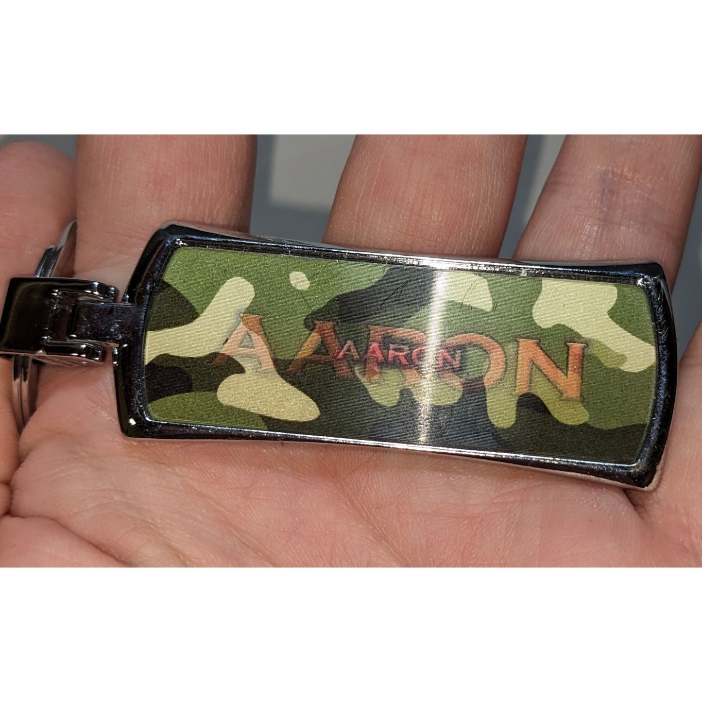 Great Smoky Mountains Lenticular Keychain Bear Skyline Blue Green Camo Aaron Travel Souvenir