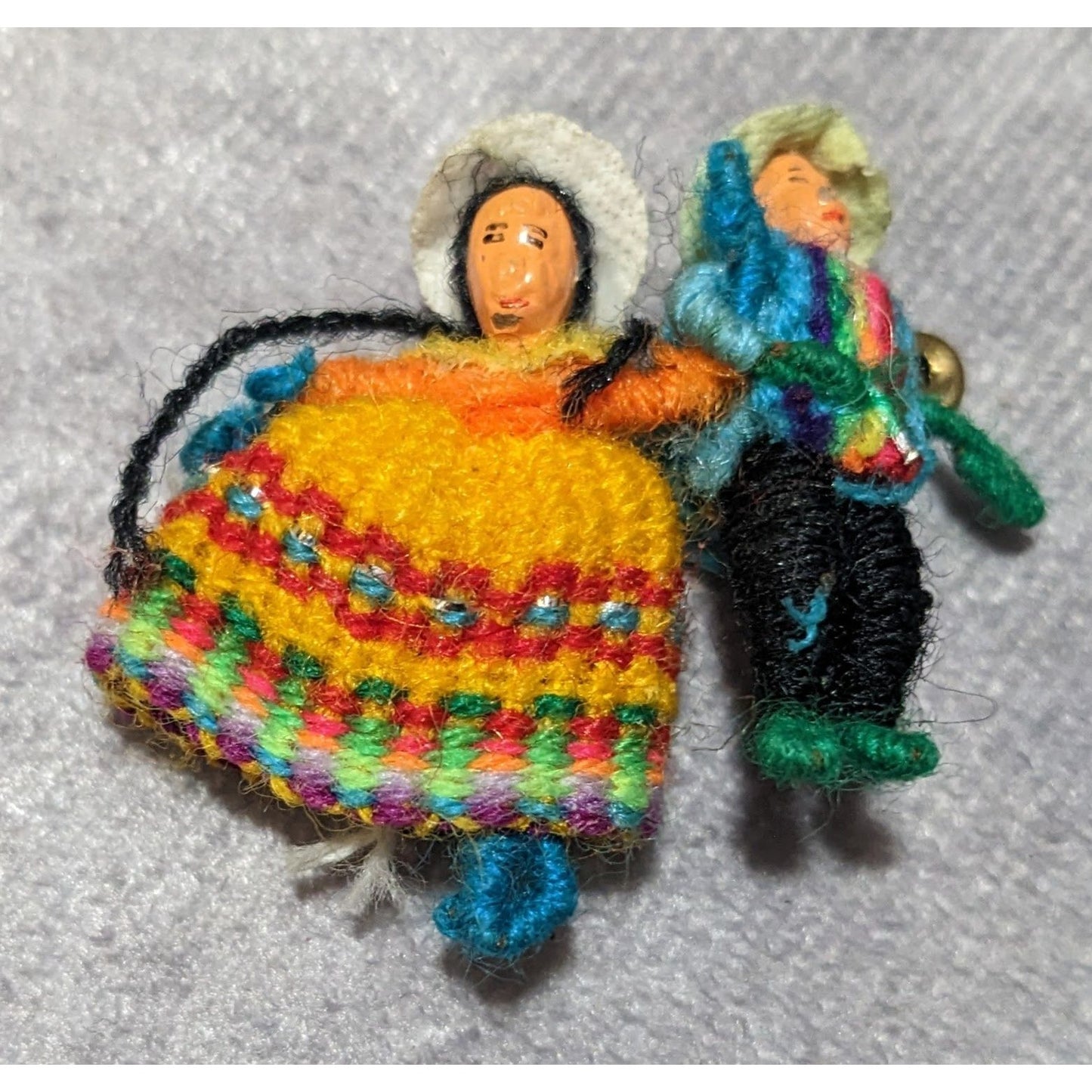 Vintage Handmade Souvenir Mini Knit People Pin