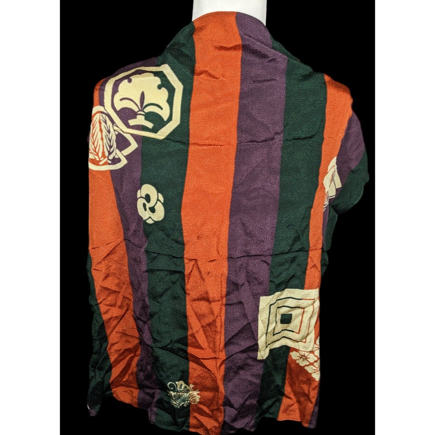 Unique Green Orange And Purple Stiped Spring Motif Square Scarf