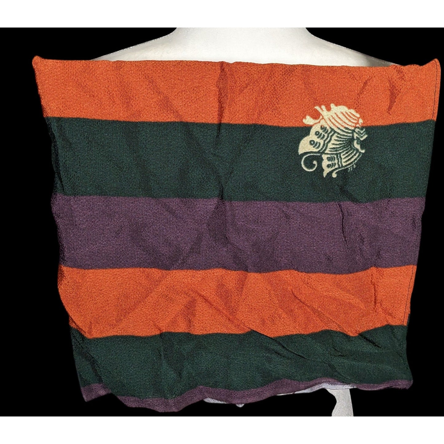 Unique Green Orange And Purple Stiped Spring Motif Square Scarf