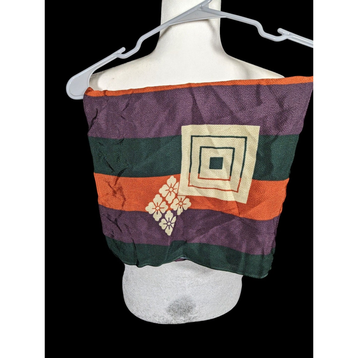 Unique Green Orange And Purple Stiped Spring Motif Square Scarf