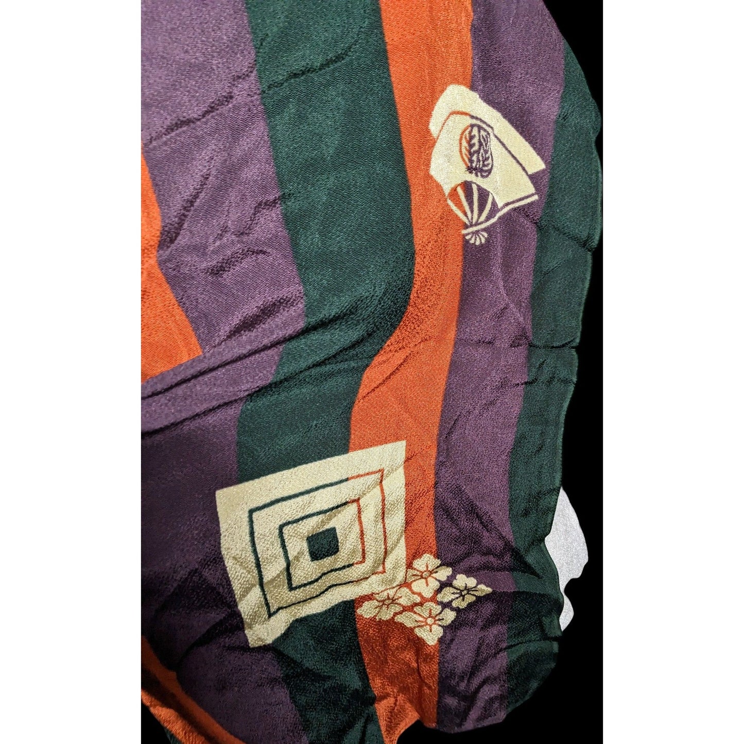 Unique Green Orange And Purple Stiped Spring Motif Square Scarf