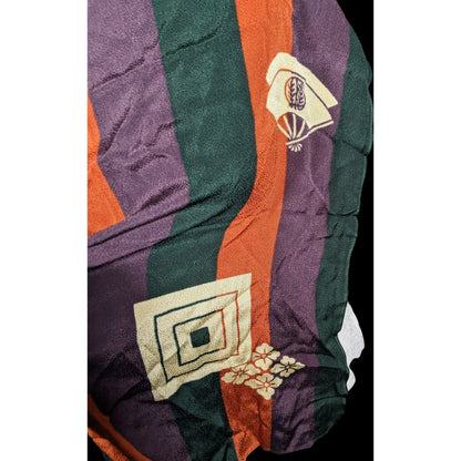 Unique Green Orange And Purple Stiped Spring Motif Square Scarf