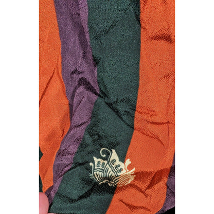 Unique Green Orange And Purple Stiped Spring Motif Square Scarf
