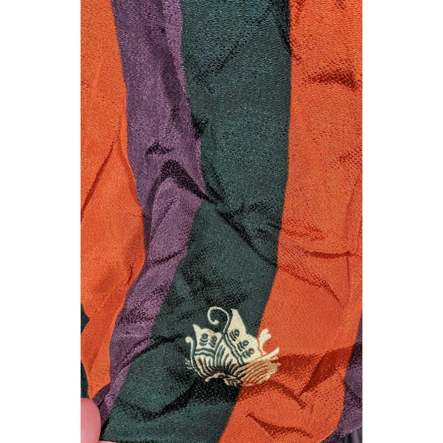 Unique Green Orange And Purple Stiped Spring Motif Square Scarf