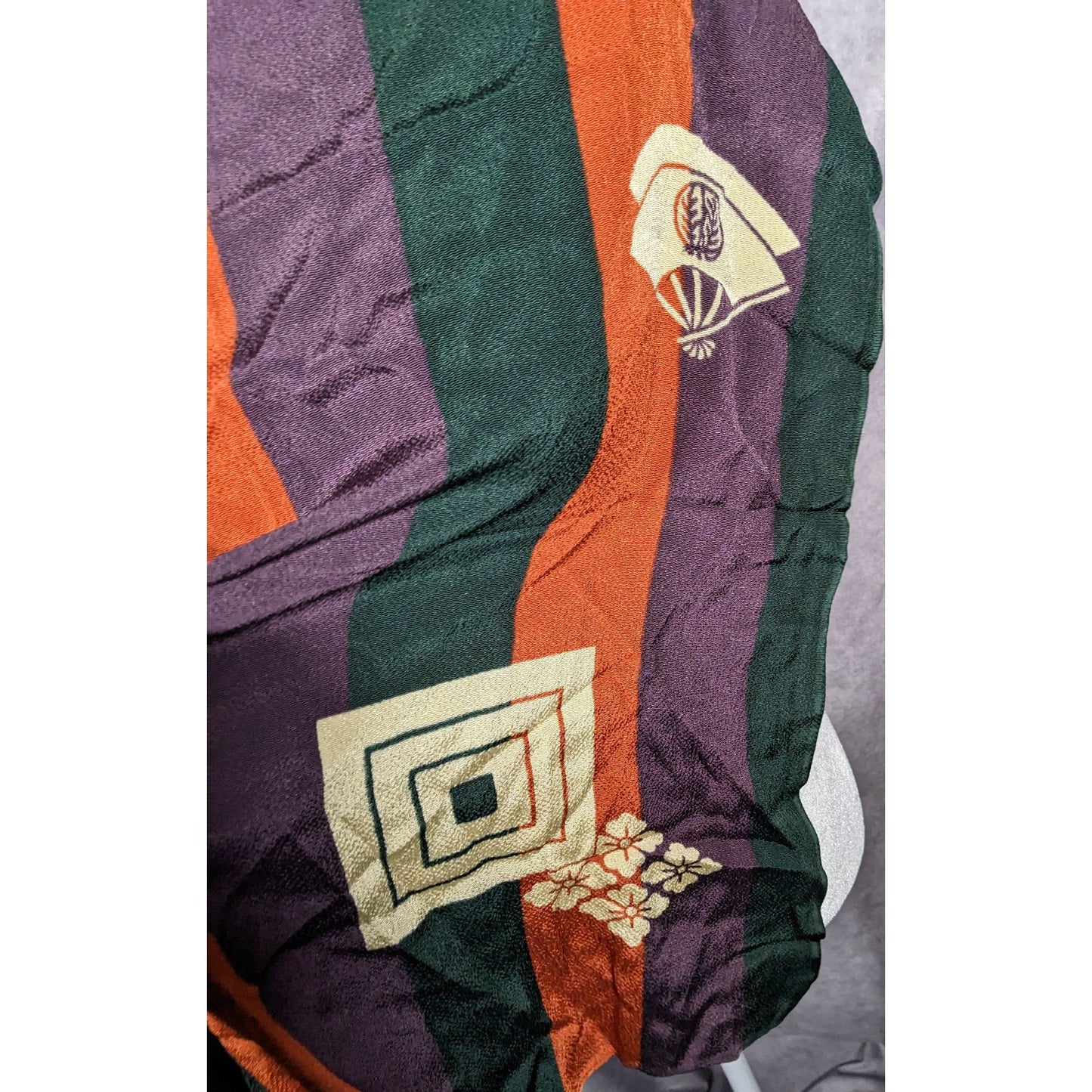 Unique Green Orange And Purple Stiped Spring Motif Square Scarf