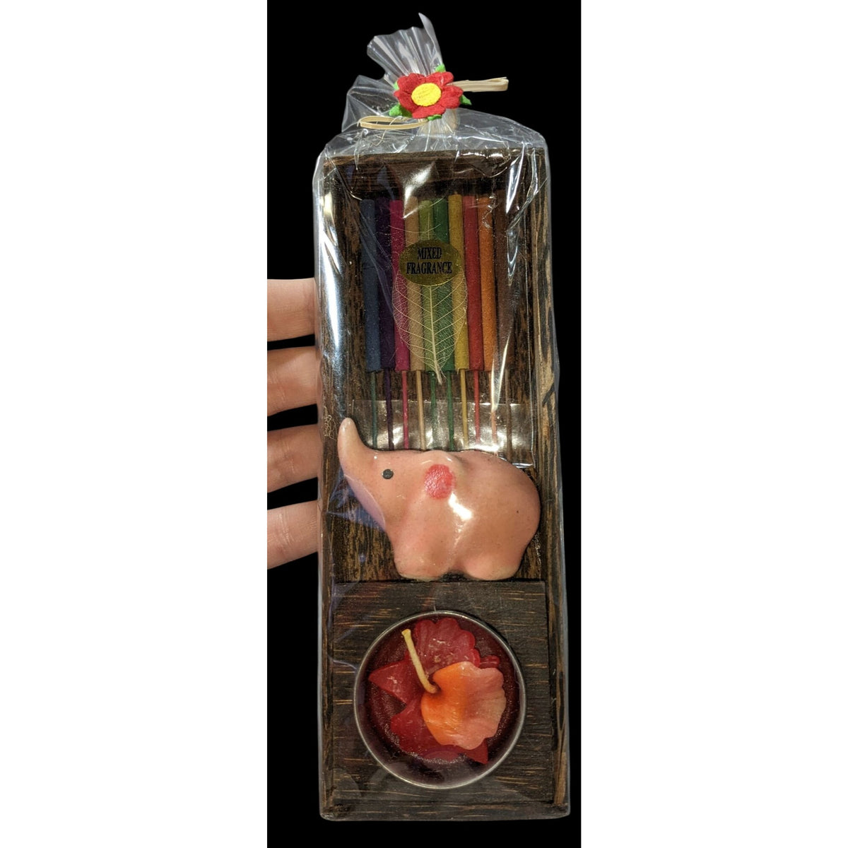 Boho Pink Elephant Incense Holder Candle Gift Set Wooden Box NWT