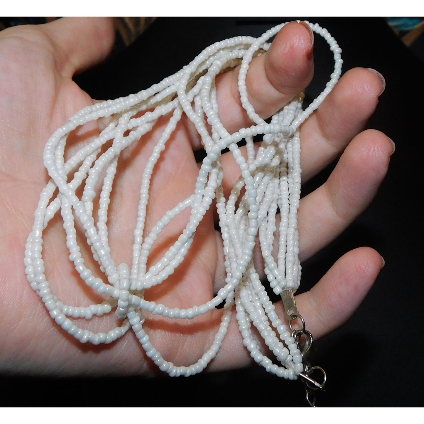 Wiggly White Multilayer Glass Beaded Necklace