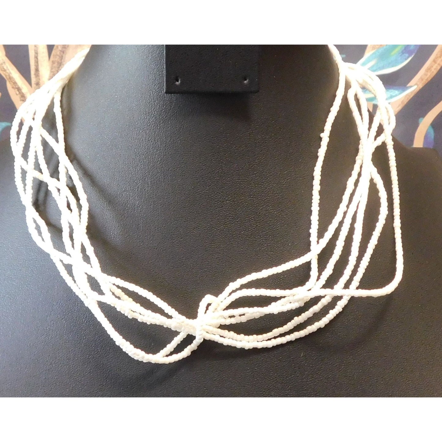 Wiggly White Multilayer Glass Beaded Necklace