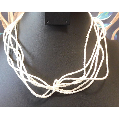 Wiggly White Multilayer Glass Beaded Necklace
