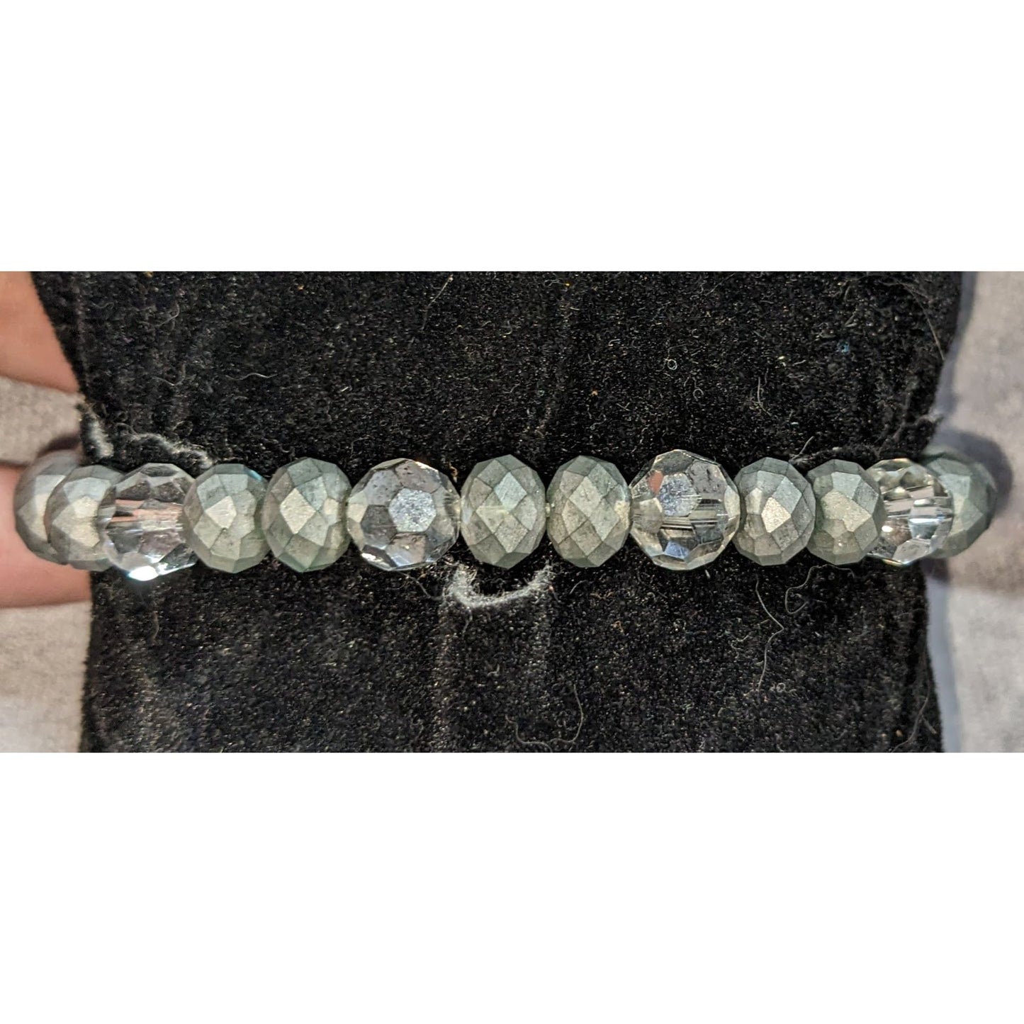 Boho Erimish Silver Tone Beaded Stretch Bracelet Minimalist Stackable Jewelry