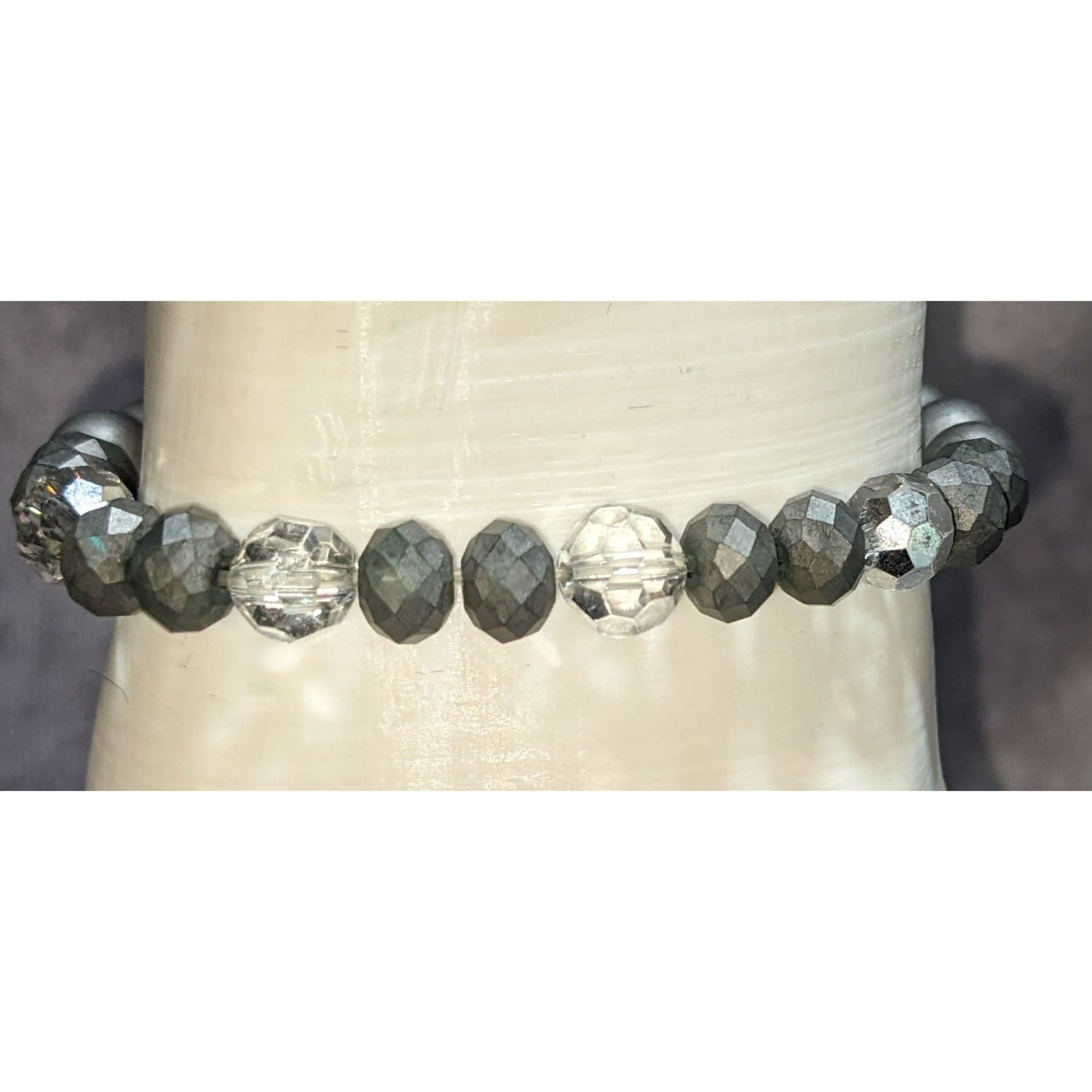 Boho Erimish Silver Tone Beaded Stretch Bracelet Minimalist Stackable Jewelry