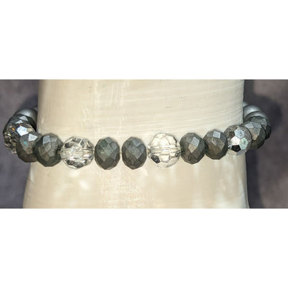 Boho Erimish Silver Tone Beaded Stretch Bracelet Minimalist Stackable Jewelry