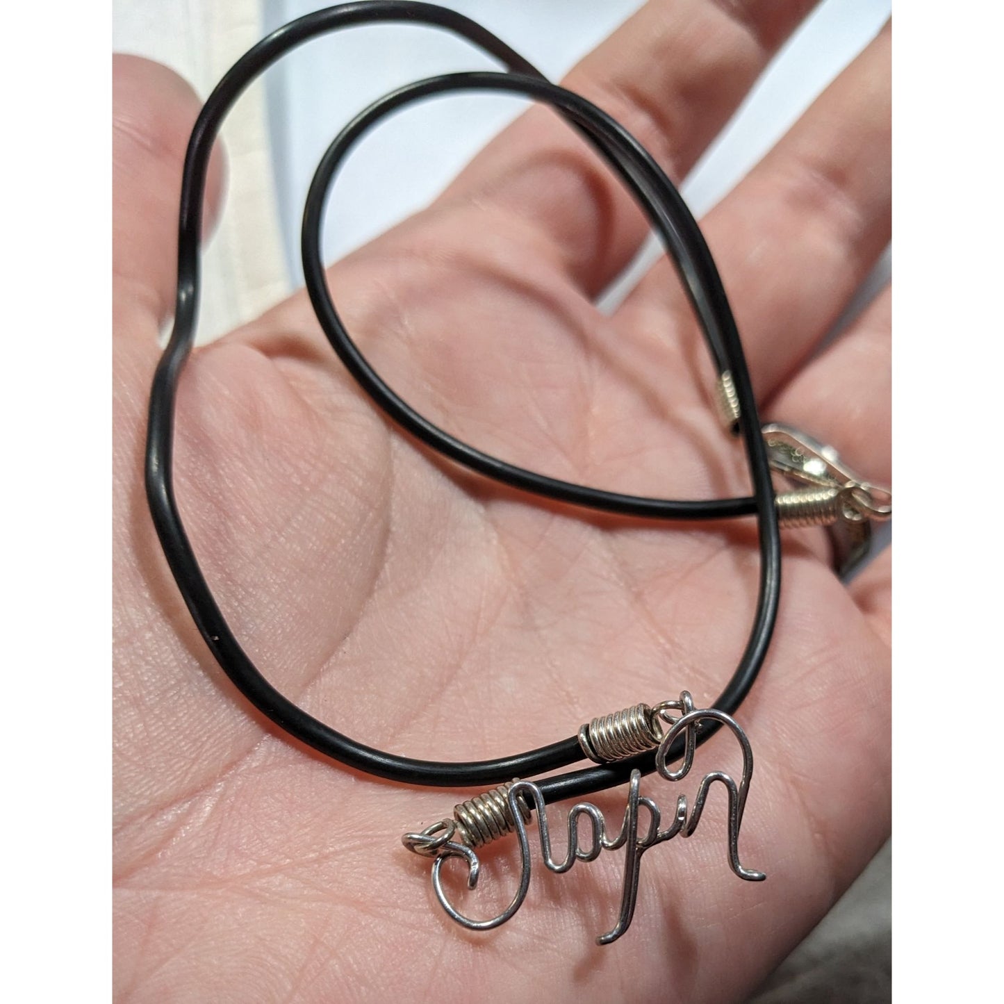Wire Wrapped Cursive "Japan" Pendant Necklace