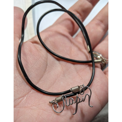 Wire Wrapped Cursive "Japan" Pendant Necklace