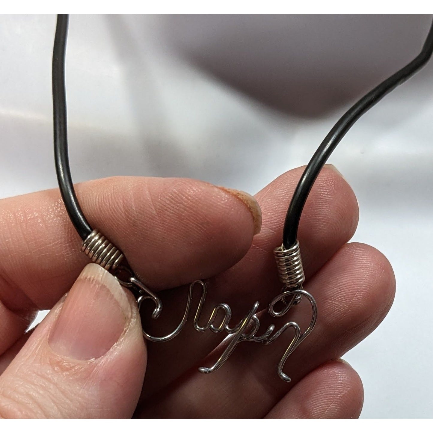 Wire Wrapped Cursive "Japan" Pendant Necklace
