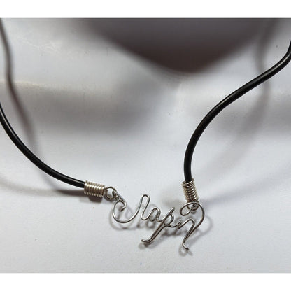 Wire Wrapped Cursive "Japan" Pendant Necklace