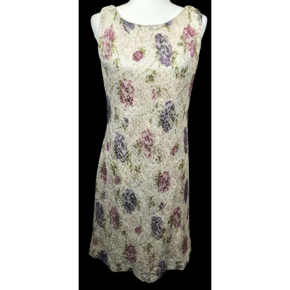 Vintage Floral Ronnie Nicole By Ouida Lace Overlay Cream Shift Dress