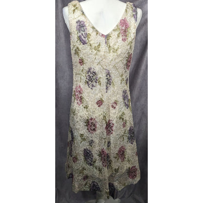 Vintage Floral Ronnie Nicole By Ouida Lace Overlay Cream Shift Dress