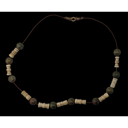 Vintage Bohemian Agate & Cow Bone Beaded Necklace