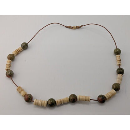 Vintage Bohemian Agate & Cow Bone Beaded Necklace