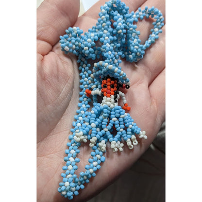 Vintage Native Handmade Beaded Girl Doll Pendant Necklace