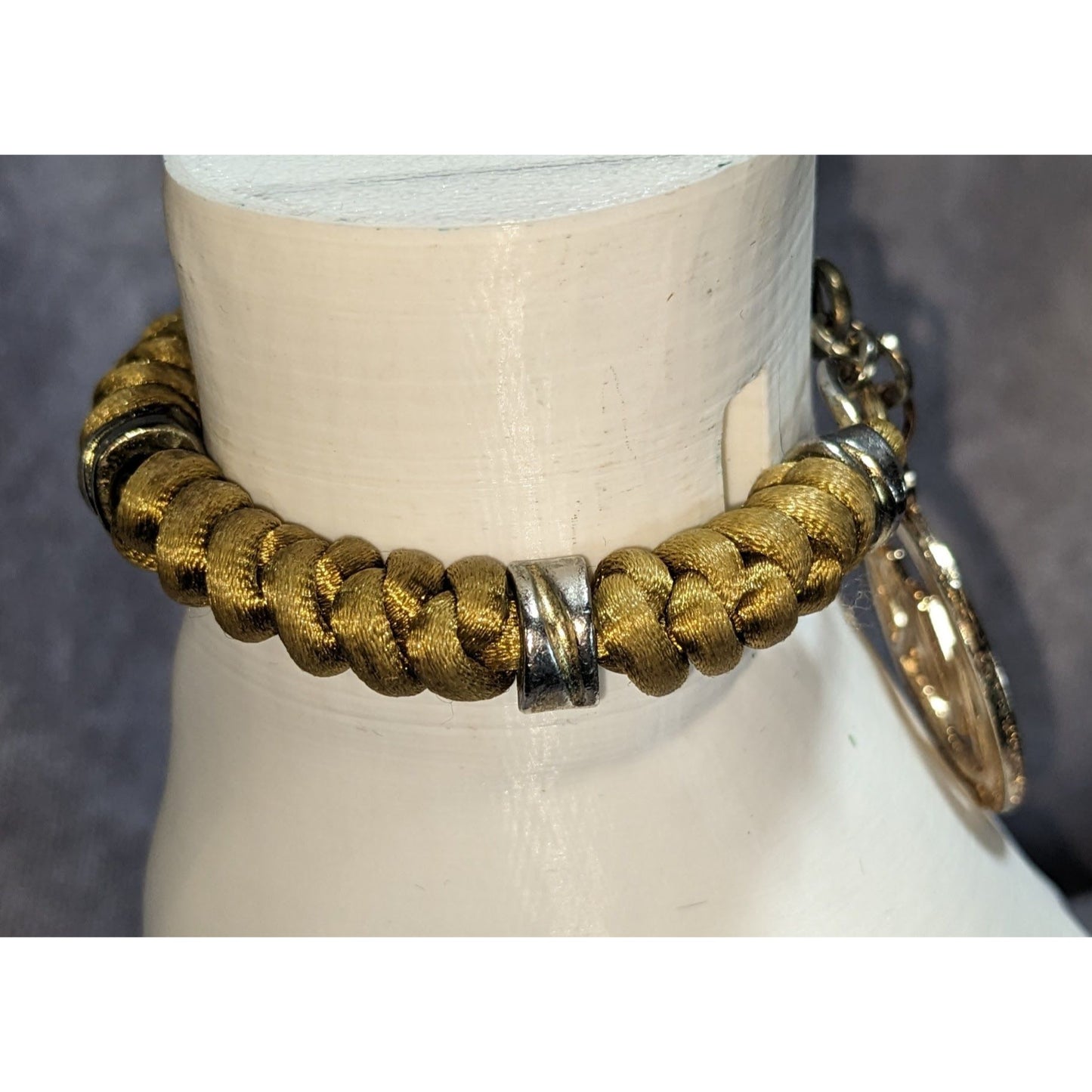Michael Kors Gold-Tone Rope Bracelet With 1 1/4 Inch MK Charm