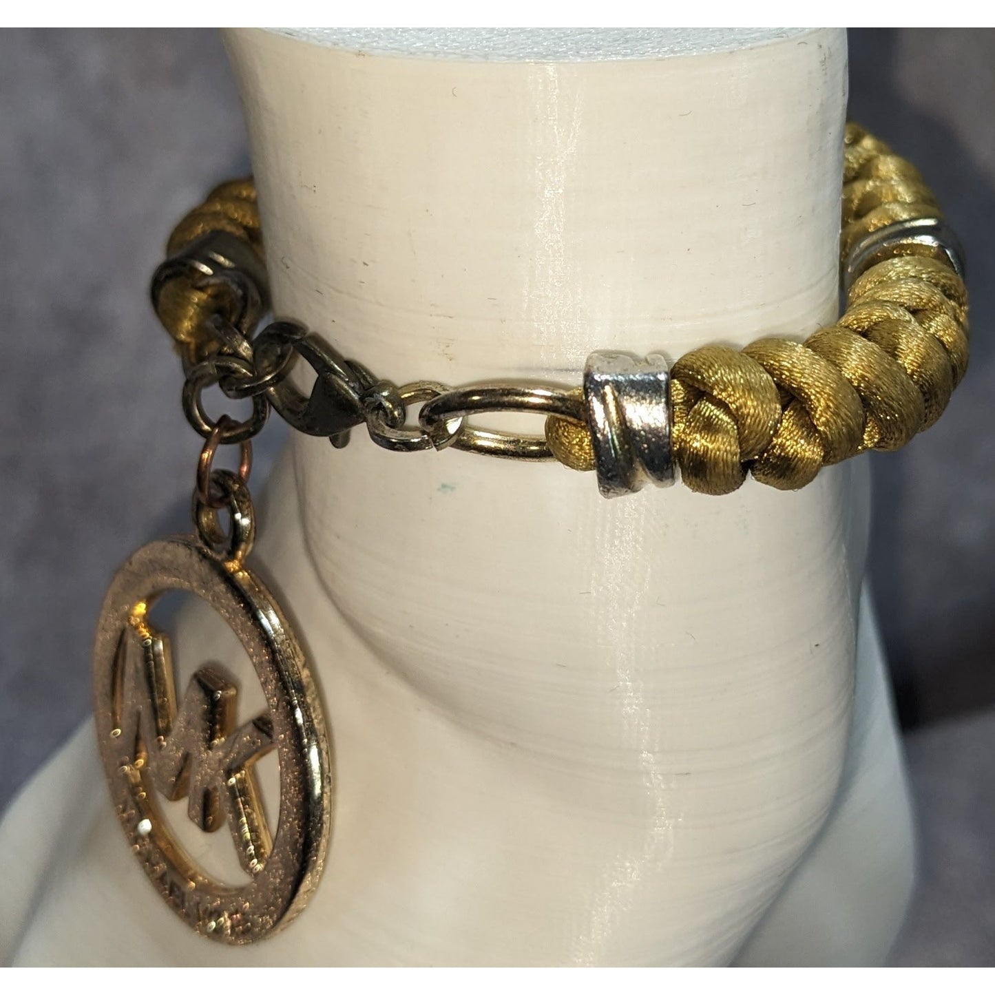 Michael Kors Gold-Tone Rope Bracelet With 1 1/4 Inch MK Charm