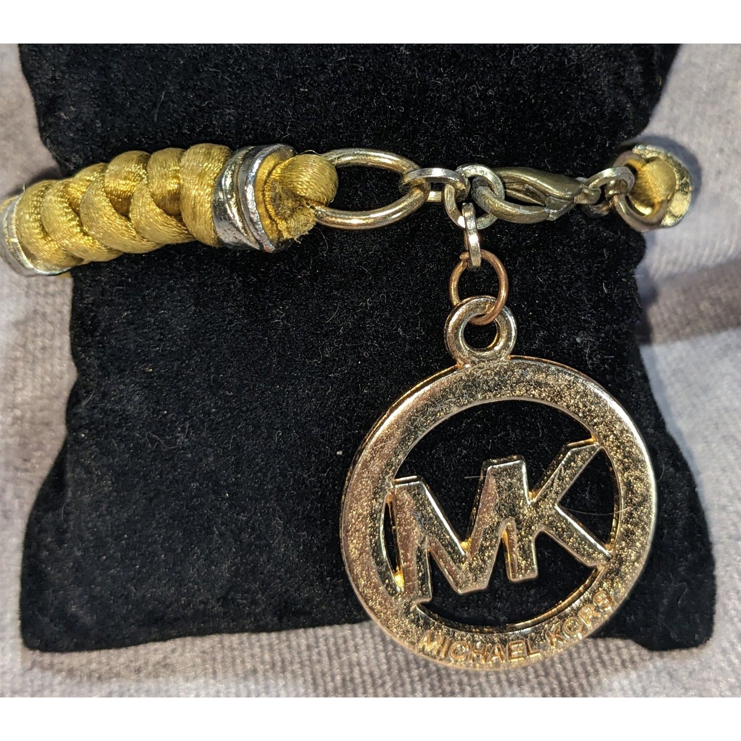 Michael Kors Gold-Tone Rope Bracelet With 1 1/4 Inch MK Charm