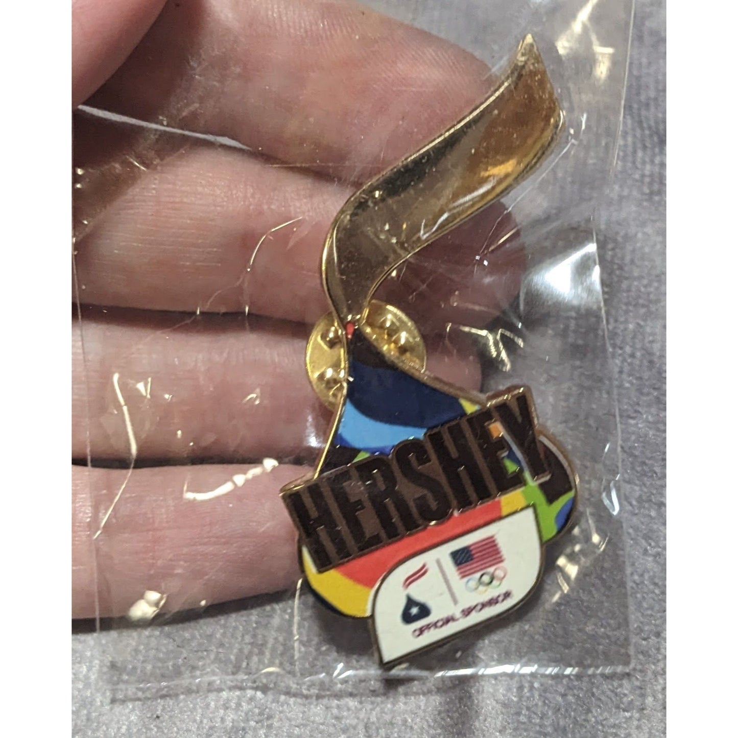 Retro Sports Olympic Hershey Enamel Pin USA Team Sponsor Collectible