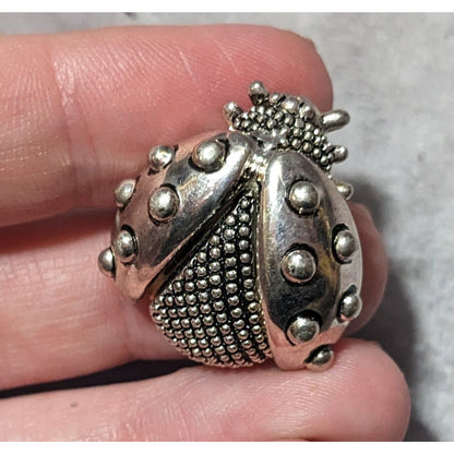 Silver Tone Nature Inspired Lady Bug Brooch