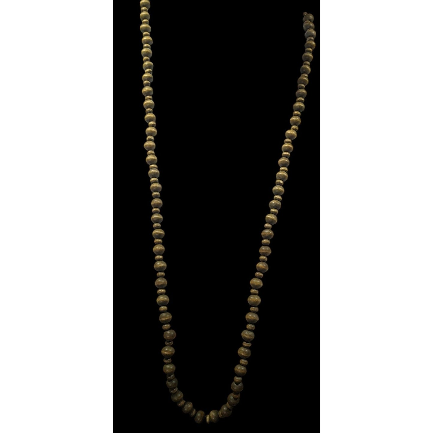 Retro Hippie Green Dyed Wood Beaded Necklace