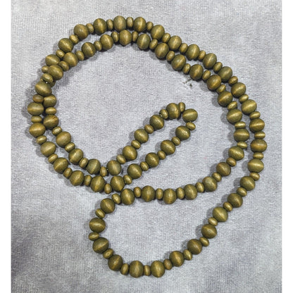 Retro Hippie Green Dyed Wood Beaded Necklace