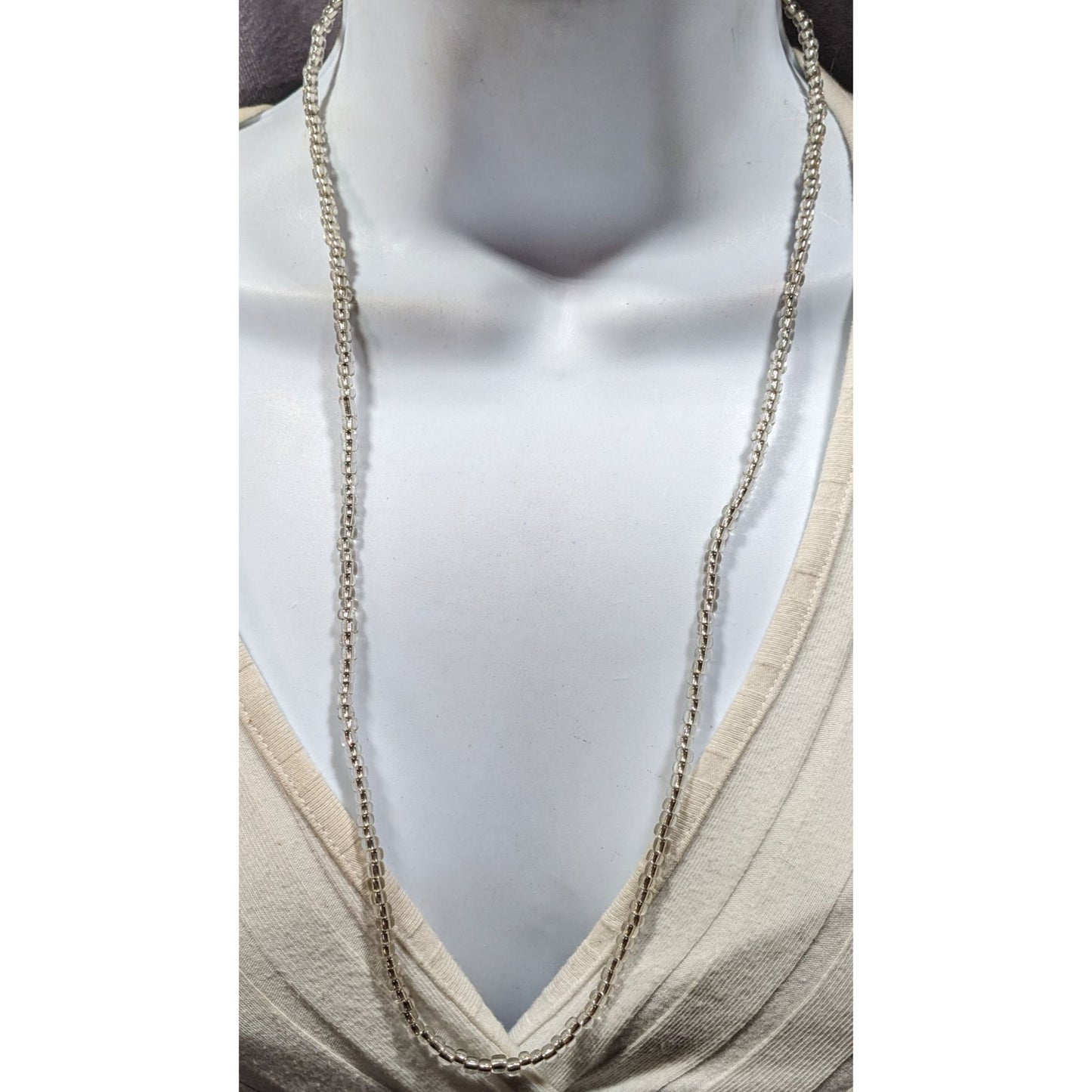 Casual Handmade Clear Glass Beaded Necklace