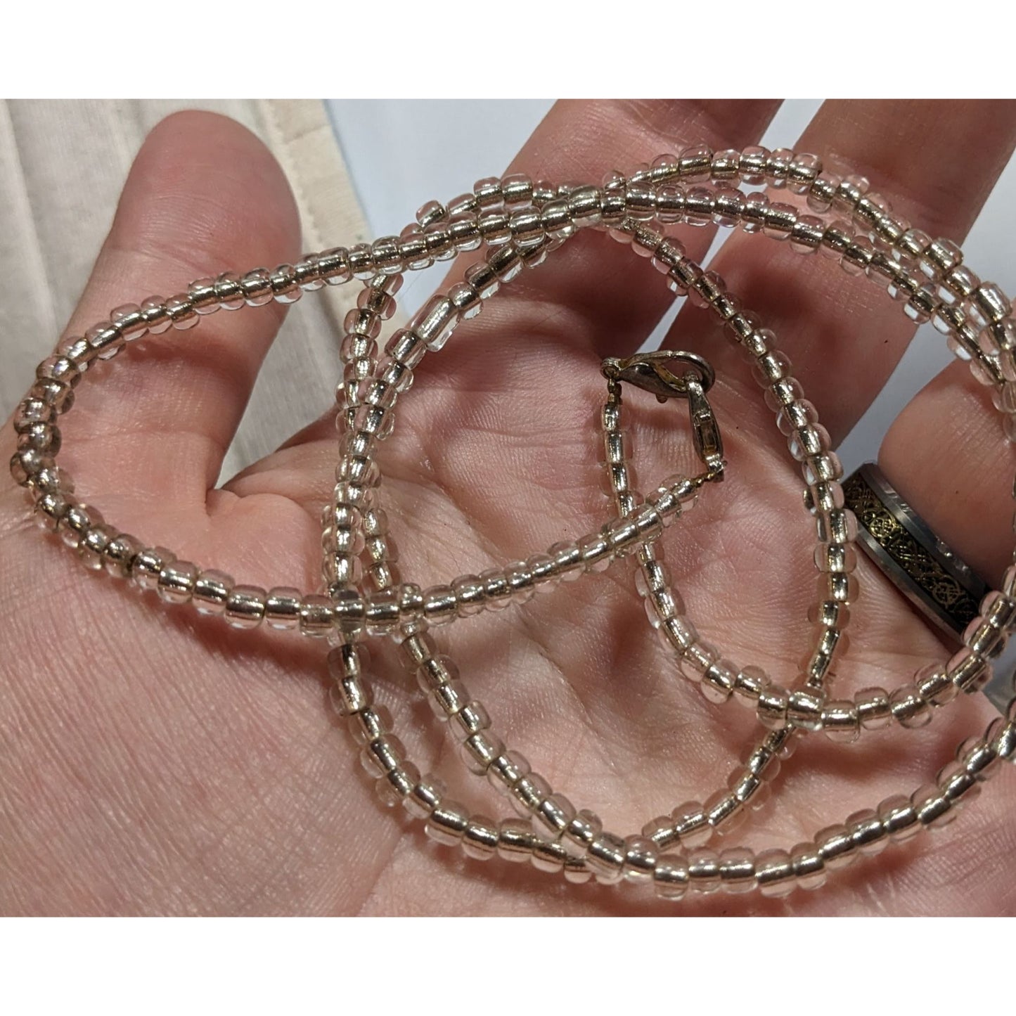 Casual Handmade Clear Glass Beaded Necklace