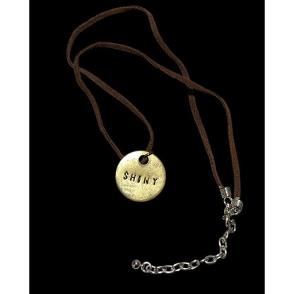 Handmade Gold Shiny Stamped Pendant Necklace